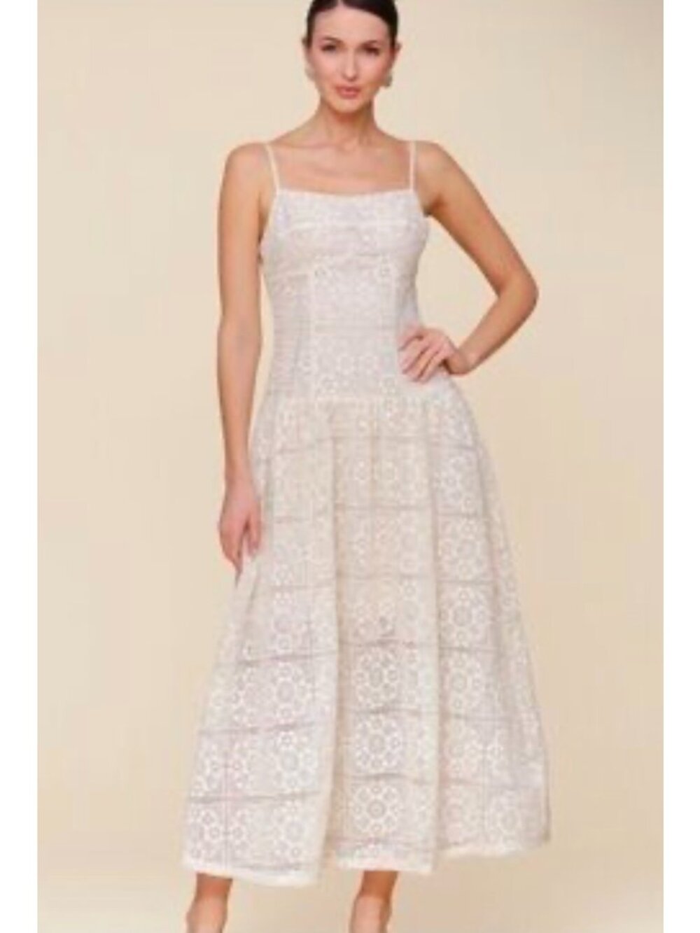 Avec Les Filles Women's Sleeveless Lace Drop Waist Maxi Dress Size 8